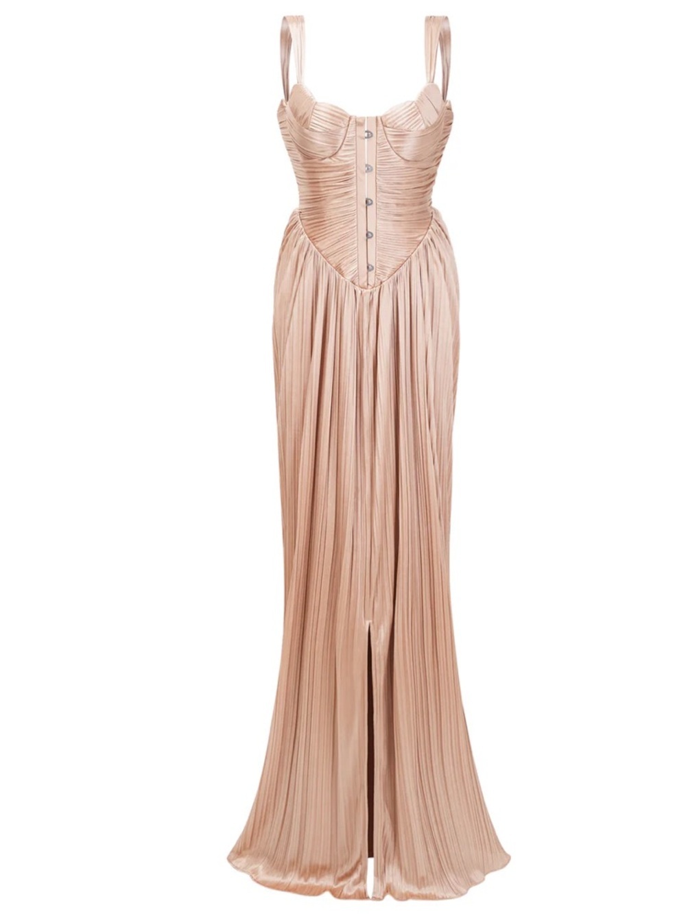 Elegant Gold Corset-Style Evening Dress - Picture 2 of 6